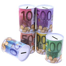1pc Euro Dollar Money Box Safe Cylinder Piggy Bank Banks For Coins Deposit Bo Gw