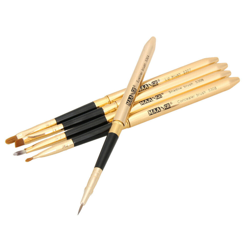 5pcs Portable Eye Makeup Brushes Set Eyeshadow Eyeliner Brush (Golden) A