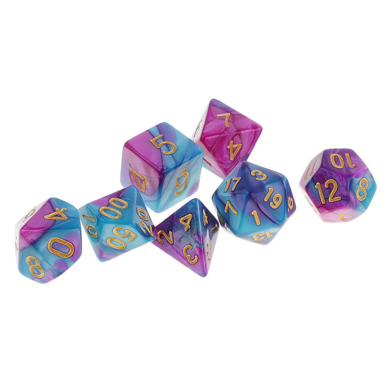 7x Acrylic Polyhedral Dice D4-D20 Digital Dies for  Props