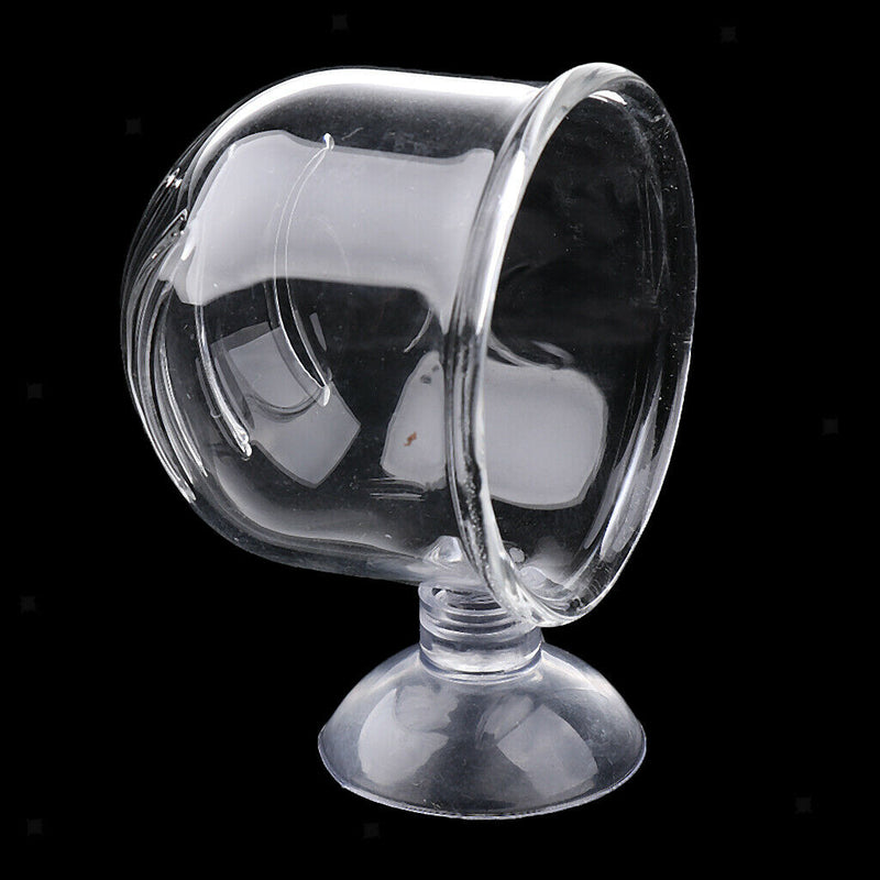 2x Glass Feeding Cup   Feeder Shrimp Red Worms Food for Aquarium Seam