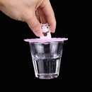 Silicone Cup Lid Transparent Heat-resistant Dustproof Reusable (Money Cat) A
