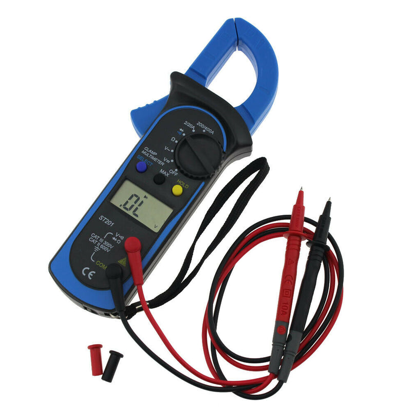 ST-201 Digital Auto Range Clamp Tester Meter Multimeter DMM AC DC Volt Ohm SN9F
