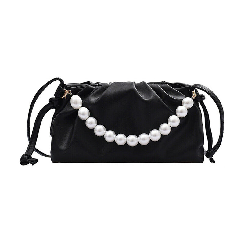 Women Irregular Handbag Alligator PU Chain Crossbody Underarm Bags (Black) A