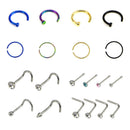 20Pcs/Set Crystal NoseStuds Hoop Ring Bone Bar Pin Cartilage Piercing Jewelry B^