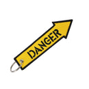 Yellow Danger Keychain Embroidery Luggage Tag Motorcycle Key Chain Ring Nice
