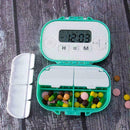 4 Grids Plastic Medicine Storage With Alarm Reminder Organizer Sorter P Box M5R1