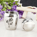 Stainless Steel Polished Urn Funeral Cremation Container Rose Flower Pattern