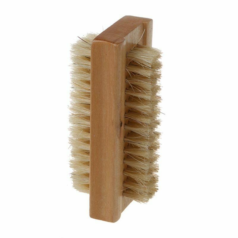 Wooden Double Sided Handle Nylon Bristle Manicure Pedicure Scrubbing Nail B B9G4