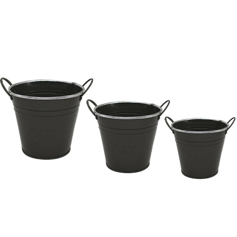 1xNordic Garden Planter Flower Plant Bucket for Weeding Decor- Dark Gray