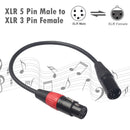 2pcs XLR Cable 5 Pin Male to 3 Pin Female Extension Cables for Microphone Mixer
