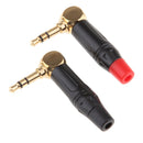 2Pieces 90 Degree 3.5mm 3Pole Male Earphones Audio Solder Jack Plug Adapter