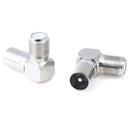 2pcs Right Angle F Female to 9.5 TV Male Aerial Antenna Plug Connector Adap Gw