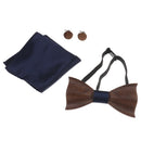 Wooden tie pocket square cufflink wood bow tie wedding wooden bow ties setJC_