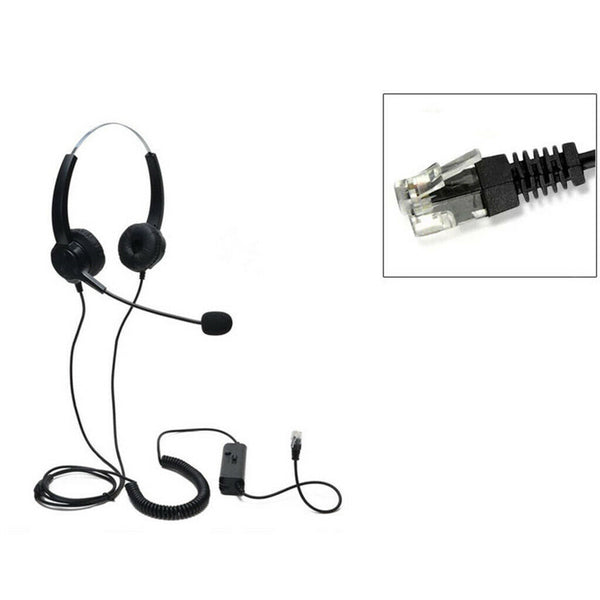 RJ9 Headset With Microphone Adjustable Headband Telephone For Call Center