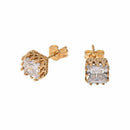 Men's Women's Lover New Luxury Party Square Crown Hollow Zircon Stud EarringE9F3