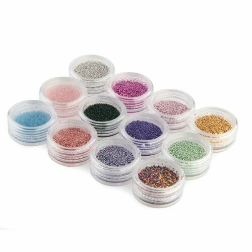 Lot of 12 Perler minibeads Caviar Nail Art Acrylic Nail Manicure L9K2