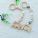 Ins Nordic Style Wooden Beads Ornament Kids Toys For Baby Elephant Shaped W