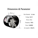 4" 95mm Inline Duct Booster Fan Exhaust Blower Home Grow Tent Rooms Indoor Grow