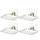 4PCS Adhesive Suction Cup Soap Dish Stainless Steel Sponge Holder Bathro YKR