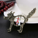 Cute Cartoon Wolf Hat Shape Breastpin for Women Hollow Out Brooches Jewelry