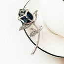 Blue Crystal Brooch Womens Classy Rose Flower Brooch Pin