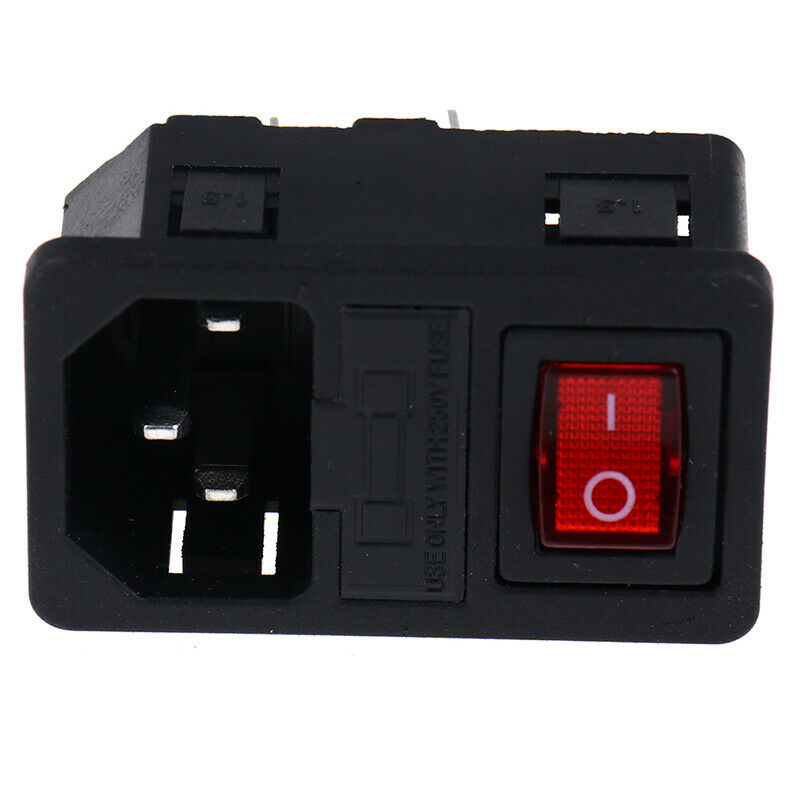 Inlet Male Power Socket With Fuse Switch 10A 250V 3 Pin IEC320 C14 ADB Cy