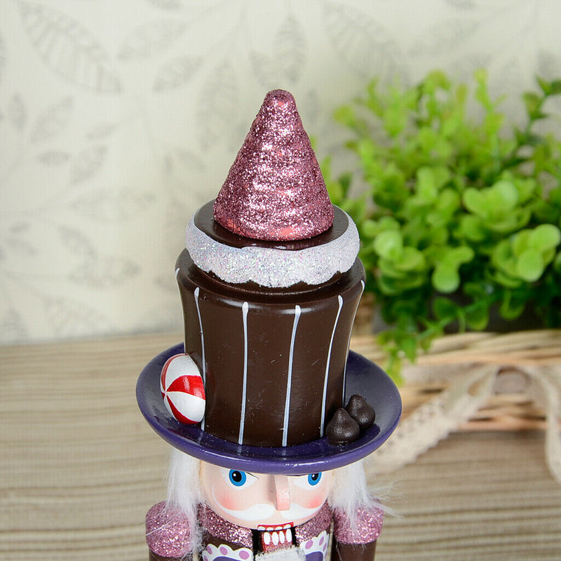 25cm Wooden Solider Nutcrackers w/ Cake Cookie Hat Christmas Decoration Ornament