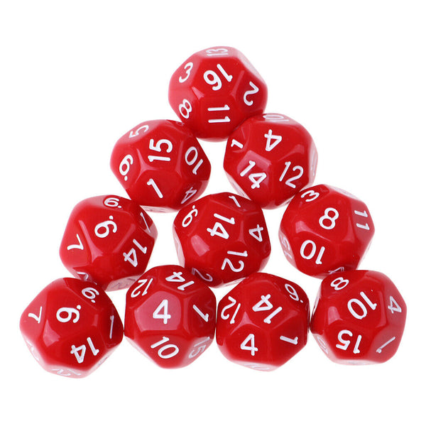 10pcs/set Polyhedral D16 Dice for DND RPG MTG Role Playing Board Game Red
