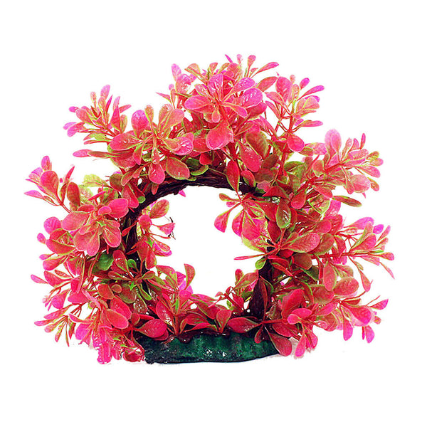 Water Ornament For Aquarium Artificial Water Plants Gate Shape Decor-Red