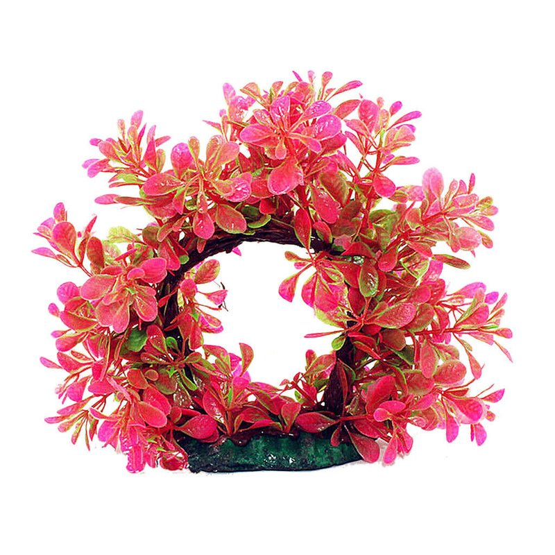 Water Ornament For Aquarium Artificial Water Plants Gate Shape Decor-Red