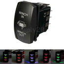 Pair 7Pin Momentary DPDT Rocker Switch Winch In/Out Blue & Yellow LED Light