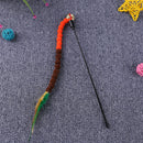 Cat Teasing Stick Colorful Pompom Feather Wand Fun Pet Teaser Rod Toys (05)