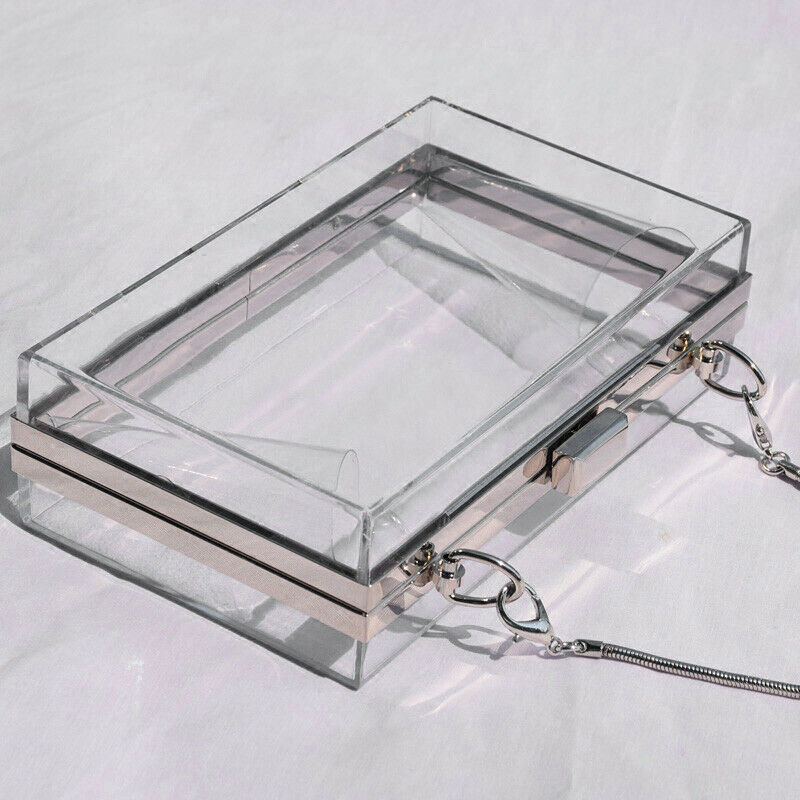 Acrylic Transparent Clutch Chain Box Women Shoulder Bags Hard Day Clutches  X6U4