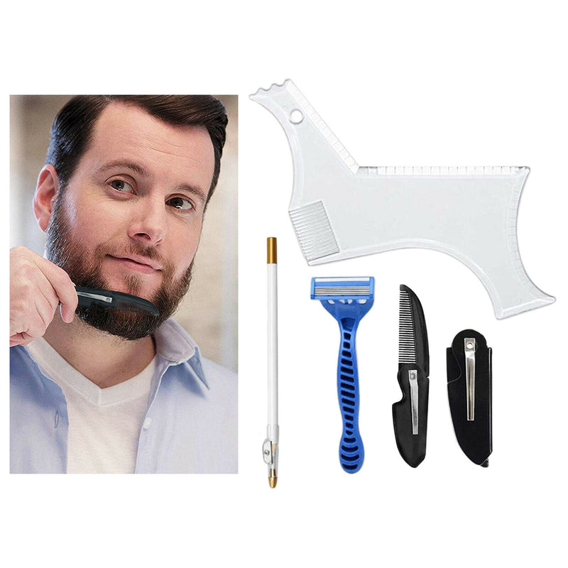 5 in 1 Mustache Beard Shaping Tool Template Comb Guide Kit EASY TO USE