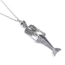 Gothic Mermaid Halloween Horror Skeleton Metal Pendant Necklace Handmade Jewelry