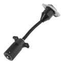 7 Way Blade to 7 Pole Round Trailer Plug Adapter Connector Cable Black