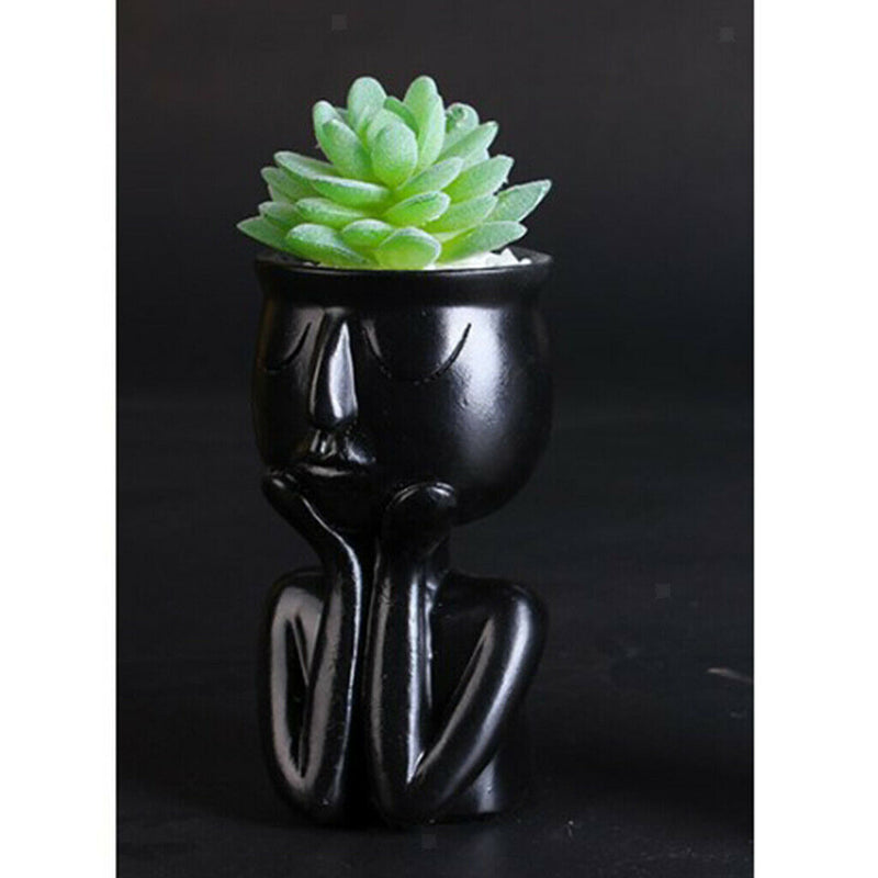 2pcs Humaniod Sculpture Flower Pot Planter Vase Bonsai Pots for Home Office