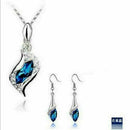 Angel Elf Crystal Blue Necklace Pendant Drop Earring Set N3L6 W8I0 Q9D4