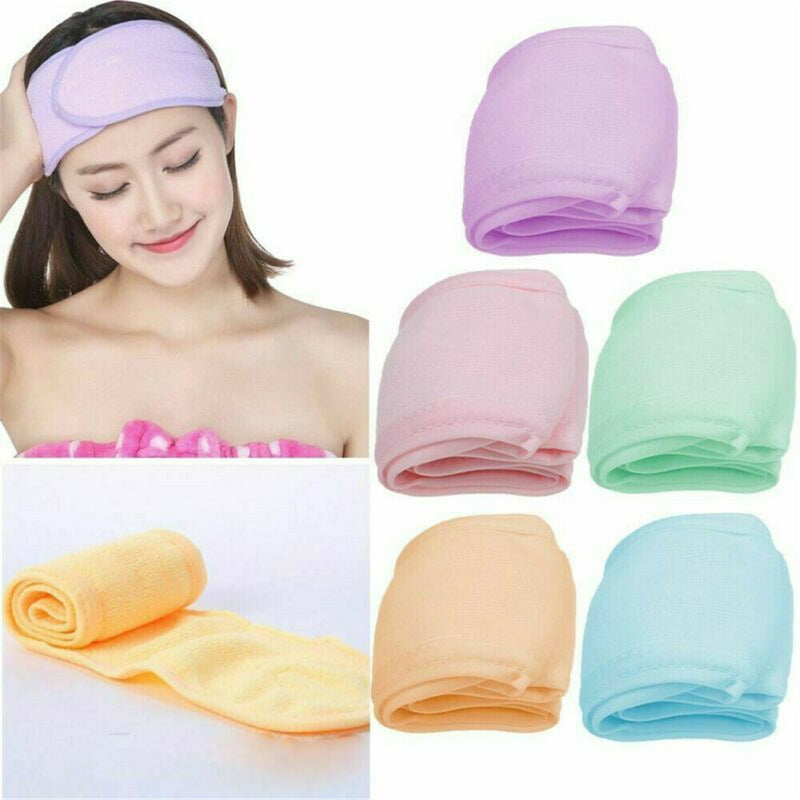 Women Adjustable Makeup Toweling Hair Wrap Head Band Salon SPA Facial Headband H