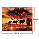 DIY Oil Painting By Numbers Elephants Landscape Drawing On Canvas Office Decor G