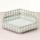 1pc Hex Mirrored Crystal Vanity Tray Cosmetic Home Bedroom Decor Dresser