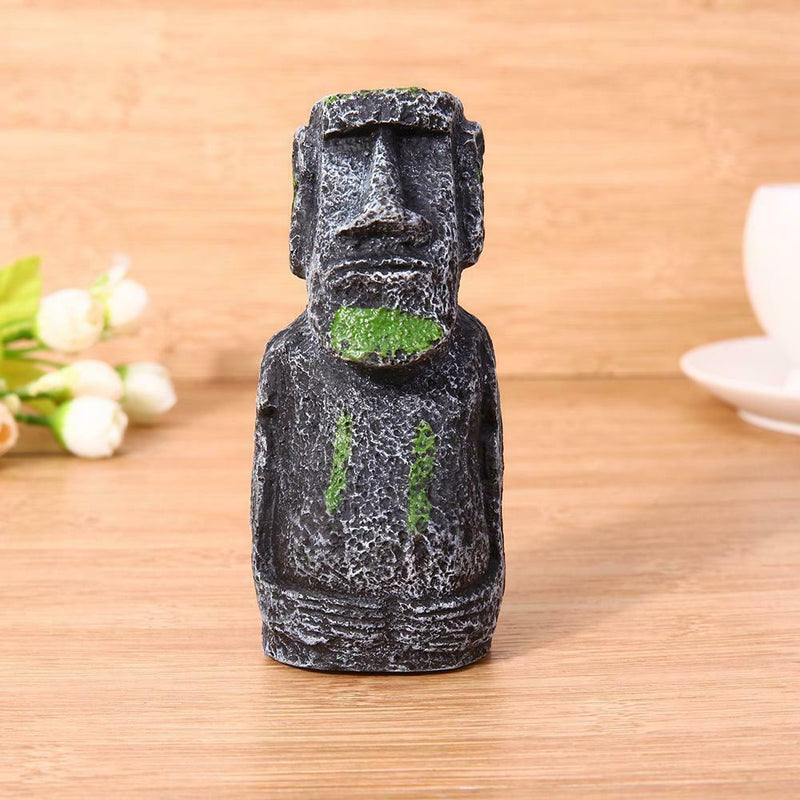 Fish Tank Landscaping Artificial Easter Island Statue Decoration(Small)