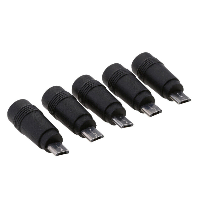 5x DC Power Micro USB 5 Pin Male to 5.5x2.1mm Female Charging Adapter