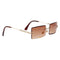 2Pack Stylish Rectangle Cut Rimless Sunglasses Tinted Lens Eyewear Shades Coffee