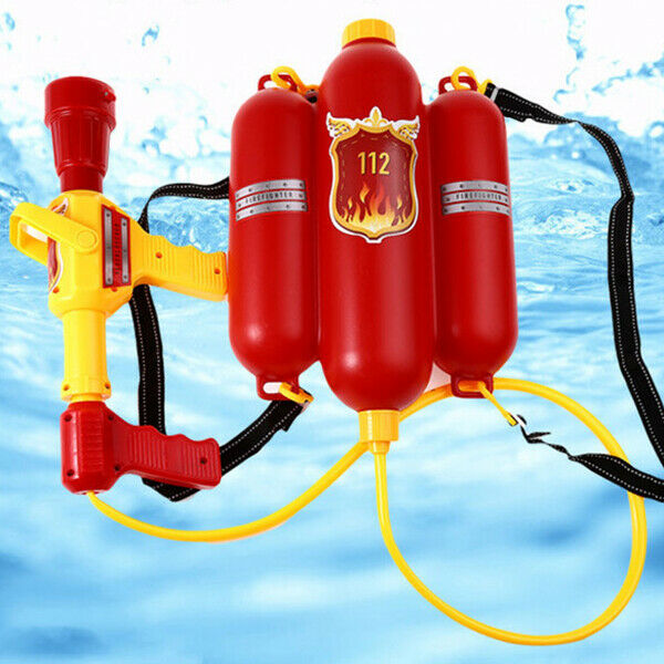 Kids Cute Outdoor Super Soaker Blaster Fire Backpack Pressure Squirt Pool T V2G4