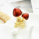 Enamel Red Cute Mushroom Brooches for Women Men's Zinc Alloy Plants Banquet