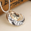Heart Pendant Necklace Jewelry I Love You To The Moon Back Letter Mom Neckl