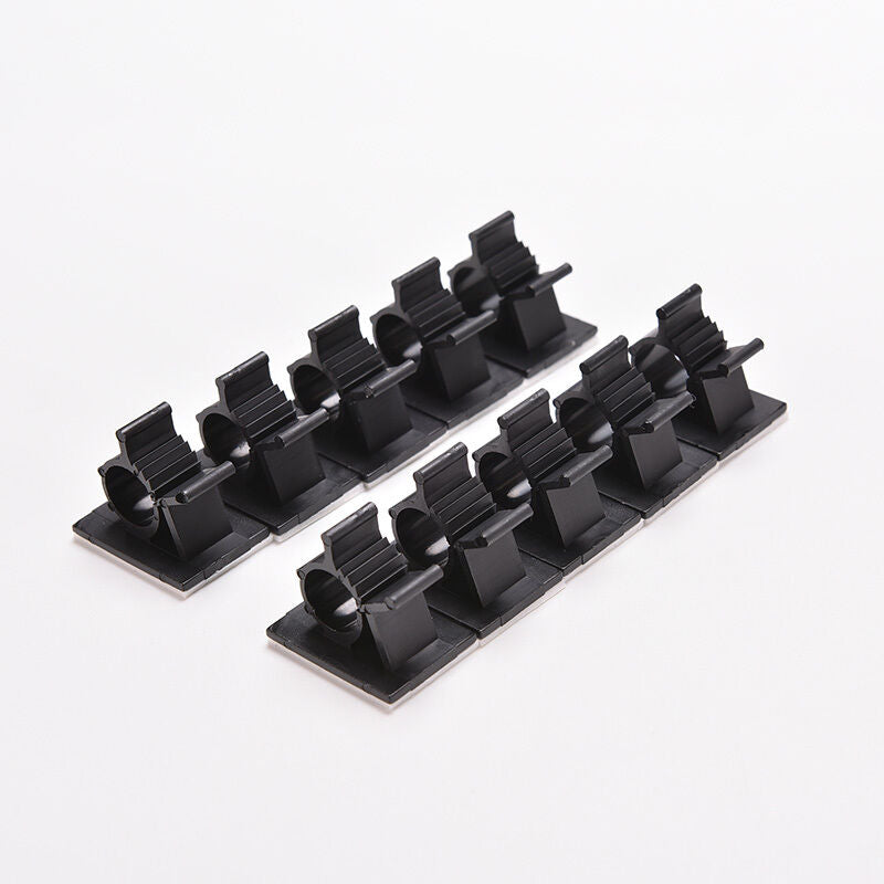 10x Cable Clips Adhesive Cord Management Organizer Wire Holder Clamp Black l Hc