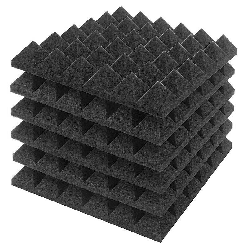 6 Piece Charcoal Acoustic Panel Studio Foam Wedge Fireproof Insulation Line