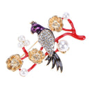 Rhinestone Brooches Cute Bird Flower Tree Branches Scarf Buckle for Women
